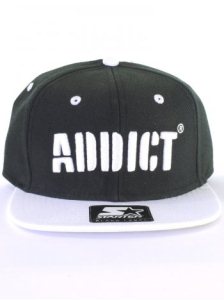 Addict Stencil Starter Snap Back Cap - Black / White