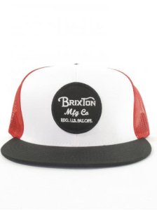 Brixton Wheeler Snap Back Cap - White / Black / Red