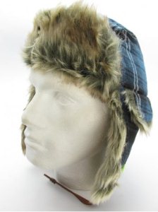 Ignite Plaid Fur Trapper Hat - Blue
