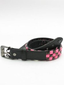 Lowlife Checker Belt - Black/Pink/Green Splatter