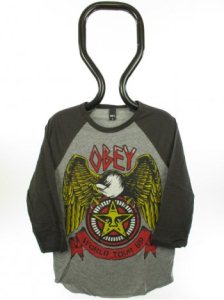 Obey Trash Eagle Raglan Custom T-Shirt - Heather Grey