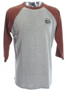 Passport Convict Raglan T-Shirt - Grey / Burgundy