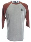 Passport Convict Raglan T-Shirt - Grey / Burgundy