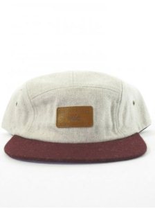 Vic Wool 5 Panel Cap - Ash / Red