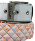 Armor Cracked White With Fluoro Orange Splatter Studs Belt