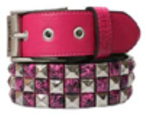 Checker Pink With Silver/Black Splatter Studs Belt