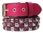 Checker Pink With Silver/Black Splatter Studs Belt