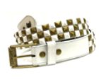 Checker Stud White/Gold Belt