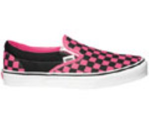 Classic Slip On Black/Fandango Pink Checkerboard Kids Shoe Eyebfk