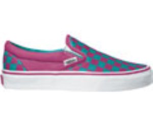 Classic Slip On (Checkerboard) Pagoda Blue/Fuchia Purple Shoe