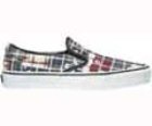 Classic Slip On (Plaid Skulls) Black/Charcoal/American Beauty Shoe