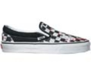 Classic Slip On (Warped Tour Splatter Check) Black/Fiery Red Shoe Eye2hn