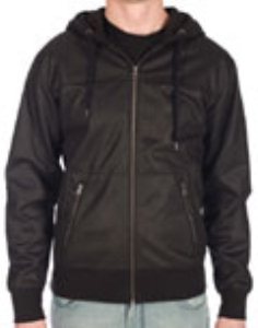Faux Leather Black Slim Zip Hoody