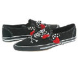 Little Girl Skully Slip On Black Shoe