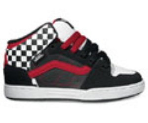 Skink Mid (Check) Black/White/Red Kids Shoe Ipd0s7