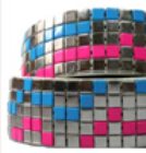 The Crunch White With Silver/Pink/Blue Studs Belt