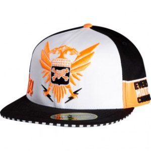 Fox Racing Cap | Fox Standard Reissue 210 Fitted Hat - White Orange