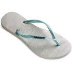 Havaianas Sandals | Havaianas Slim Logo Flip Flops - White Aqua