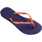 Havaianas Sandals | Havaianas Slim Logo Metallic Flip Flops - Navy Blue Tangerine