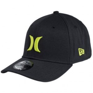 Hurley Cap | Hurley One And Only Black New Era Flexfit Cap - Lime Twist