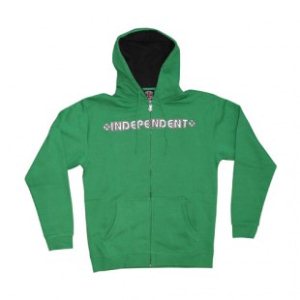 Independent Hoody | Independent Future Bar Cross Zip Hoodie - Green
