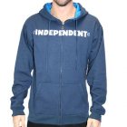 Independent Hoody | Independent Painted Bar Cross Zip Hoody - Denim