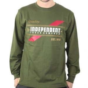 Independent T Shirt | Independent Red Stripe Ls T Shirt - Fatigue Green