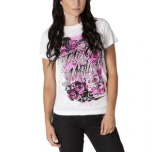 Metal Mulisha T-Shirt | Metal Mulisha Rosette Crew Womens T Shirt - White
