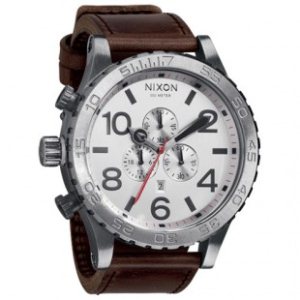 Nixon Watch | Nixon 51-30 Leather Chrono Watch - Silver Brown