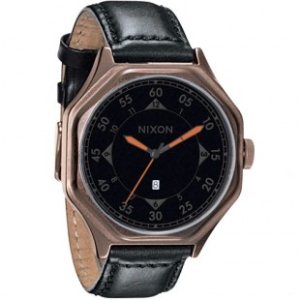 Nixon Watch | Nixon Falcon Leather Watch - Antique Copper Black