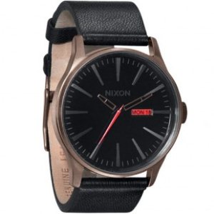 Nixon Watch | Nixon Sentry Leather Watch - Antique Copper Black