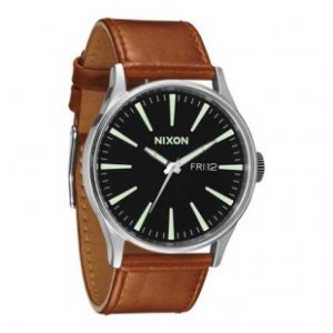 Nixon Watch | Nixon Sentry Leather Watch - Black Saddle