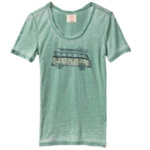 Quiksilver Womens T-Shirt | Quiksilver Womens Retro Roadtrip Crew T Shirt - Malachite