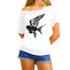 Rapanui T Shirt | Rapanui Swallow Eucalyptus Womens Top - White