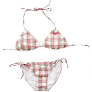 Roxy Bikini | Roxy Baja Plaid Tie Sides Bikini - White