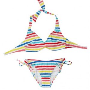 Roxy Bikini | Roxy White Stripes 70S Lowrider Tie Sides Bikini - Baja California