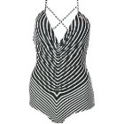 Roxy Swimming Costume | Roxy Logo Stripes Shirred One Piece - Black Stripes