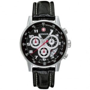 Wenger Watch | Wenger Commando Open Date Watch - Black Leather Strap