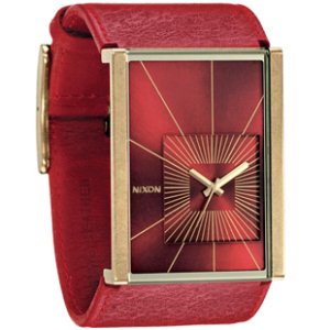 Nixon Watch | Nixon Motif Womens Watch - Antique Gold Red