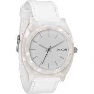 Nixon Watch | Nixon Time Teller Acetate Leather Womens Watch - White Granite