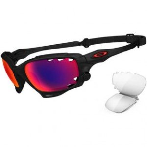 Oakley Sunglasses | Oakley Racing Jacket Polarised Sunglasses - Matte Black Ink ~ Oo Red ~ Clear