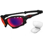 Oakley Sunglasses | Oakley Racing Jacket Polarised Sunglasses - Matte Black Ink ~ Oo Red ~ Clear