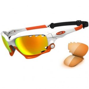 Oakley Sunglasses | Oakley Racing Jacket Sunglasses - Matte White ~Fire Iridium ~ Persimmon