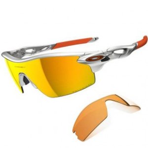 Oakley Sunglasses | Oakley Radarlock Pitch Polarised Sunglasses - Silver ~ Fire Iridium