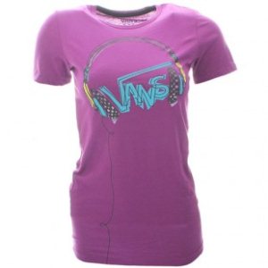 Vans T Shirt | Vans Headphones Womens T-Shirt - Electric Grape