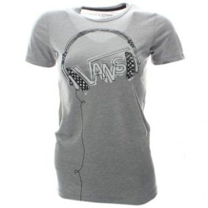 Vans T Shirt | Vans Headphones Womens T-Shirt - Grey Heather