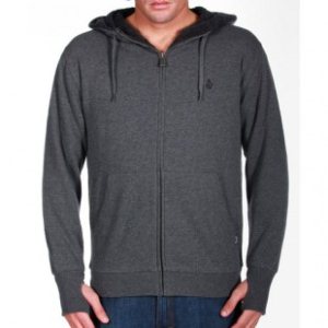Volcom Hoody | Volcom Da Standard Sherpa Lined Hoodie - Dark Grey Heather