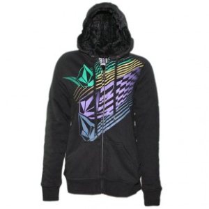 Volcom Hoody | Volcom Timesoft Sherpa Ladies Zip Hoodie - Black