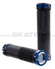 Grit Lock-On Grips With Alloy Rings Black/Blue X2