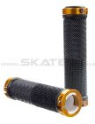 Grit Lock-On Grips With Alloy Rings Black/Gold X2